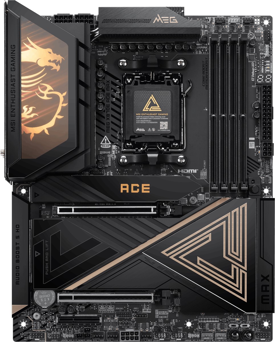 MSI MB MEG X870E ACE MAX AM5 DDR5 8400MHZ(OC)USB 40Gbps 5x M.2 HDMI 2x Type-C DP 10G LAN 5G LAN WIFI 7 RGB ATX - 6