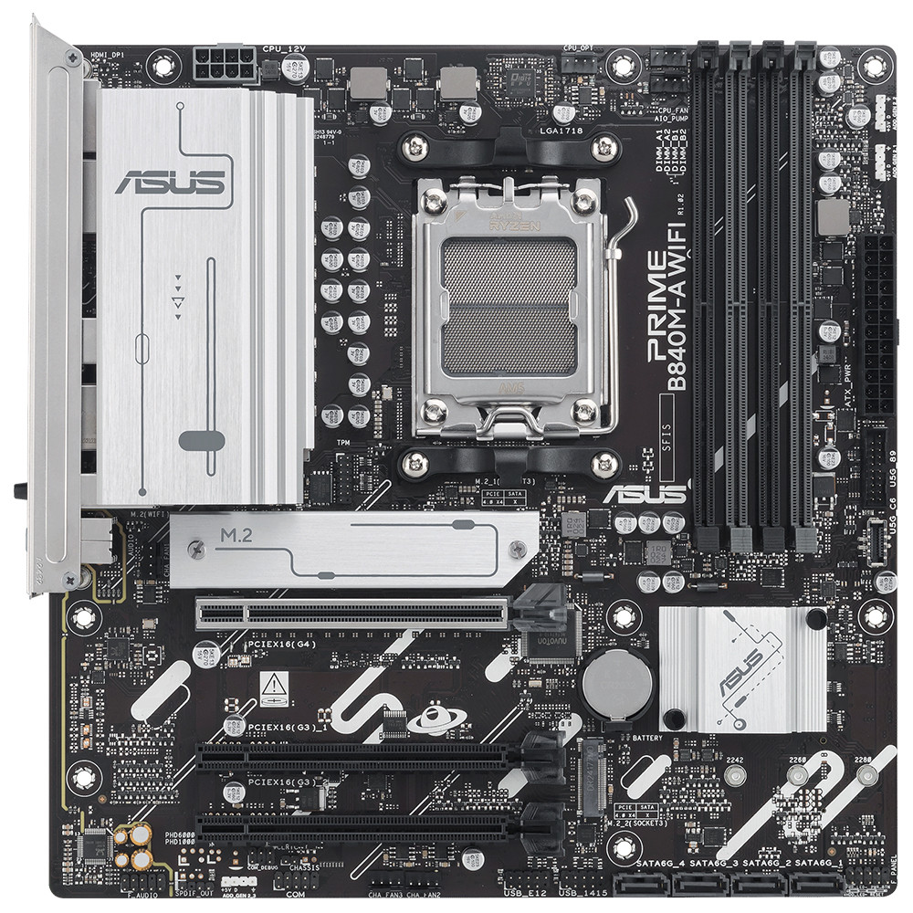 ASUS PRIME B840M-K AMD B840 AM5 DDR5 8000 HDMI ÇİFT M2 USB3.2 AURA RGB 2.5GBİT LAN MATX 8+2+1 GÜÇ AŞAMALARI ASUS 5X PROTECTION III READY FOR ADVANCED AI PC