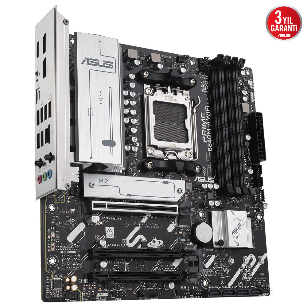 ASUS PRIME B840M-K AMD B840 AM5 DDR5 8000 HDMI ÇİFT M2 USB3.2 AURA RGB 2.5GBİT LAN MATX 8+2+1 GÜÇ AŞAMALARI ASUS 5X PROTECTION III READY FOR ADVANCED AI PC - 2