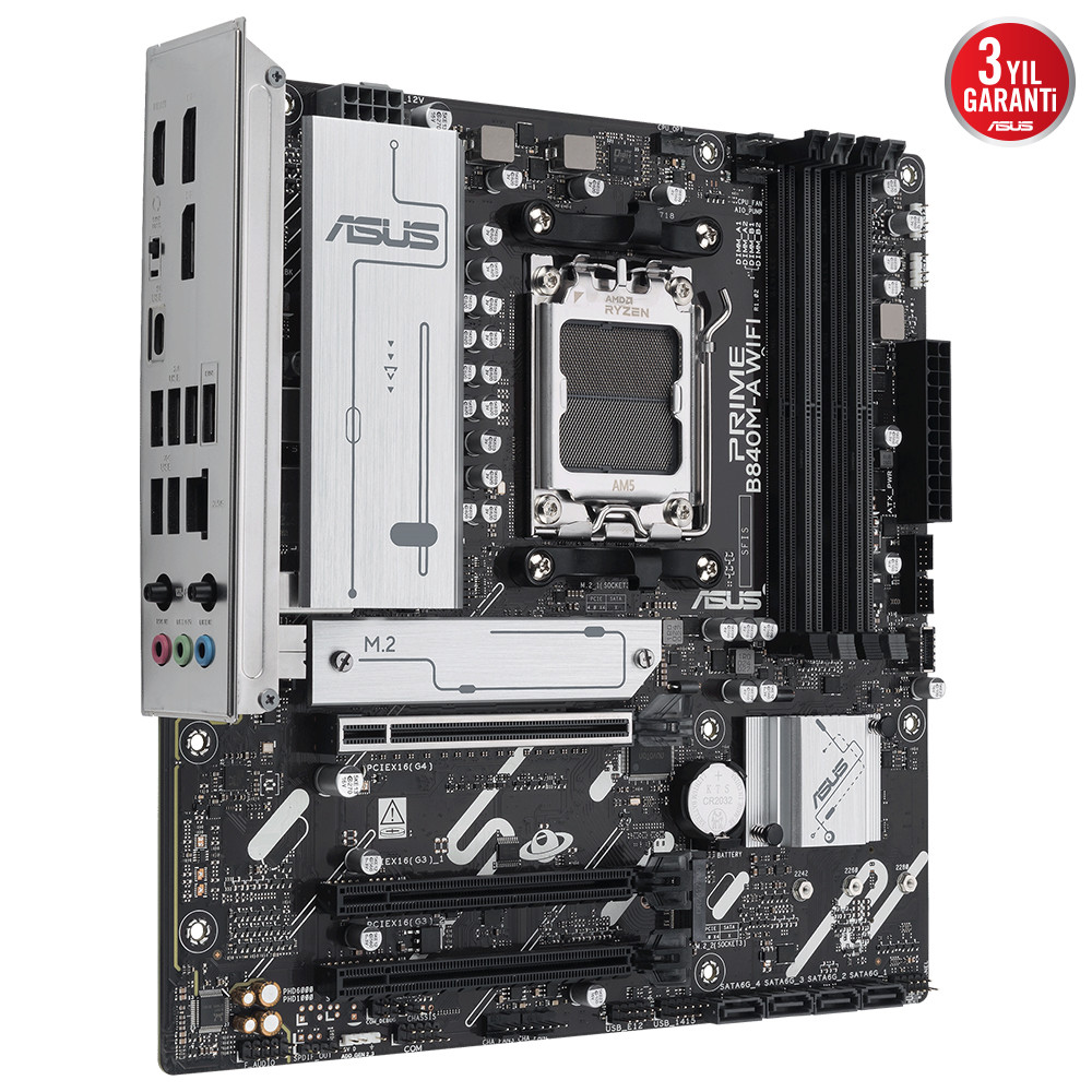 ASUS PRIME B840M-K AMD B840 AM5 DDR5 8000 HDMI ÇİFT M2 USB3.2 AURA RGB 2.5GBİT LAN MATX 8+2+1 GÜÇ AŞAMALARI ASUS 5X PROTECTION III READY FOR ADVANCED AI PC - 4