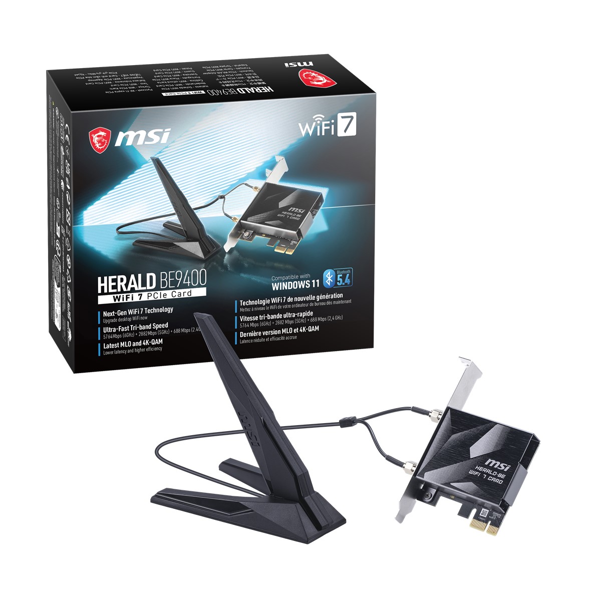 MSI NETWORK HERALD BE9400 WIFI 7 PCIE CARD - 8