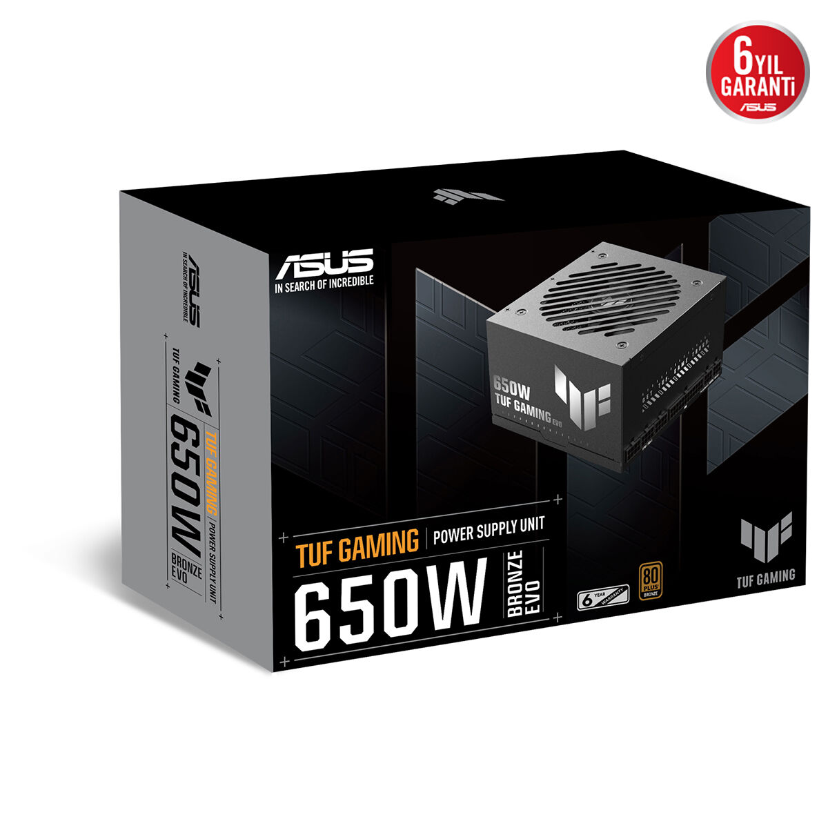 ASUS TUF GAMING 650B EVO BRONZE EVO PSU ATX 3.1 FULL MODÜLER 80 PLUS BRONZE ASKERİ SINIF SERTİFİKASYON ÇİFT BİLYALI FAN KORUMALI PCB 6 YIL GARANTİ - 3