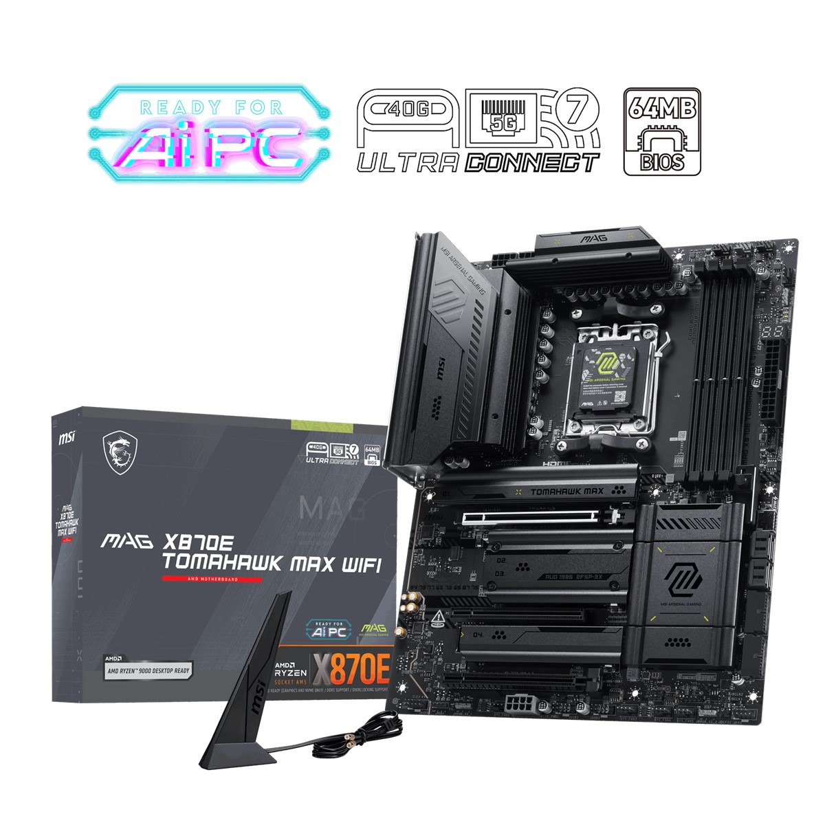 MSI MB MAG X870E TOMAHAWK MAX WIFI AM5 DDR5 8400MHZ(OC) USB4 4x M.2 HDMI 2x Type-C DP 5G LAN WIFI 7 RGB ATX