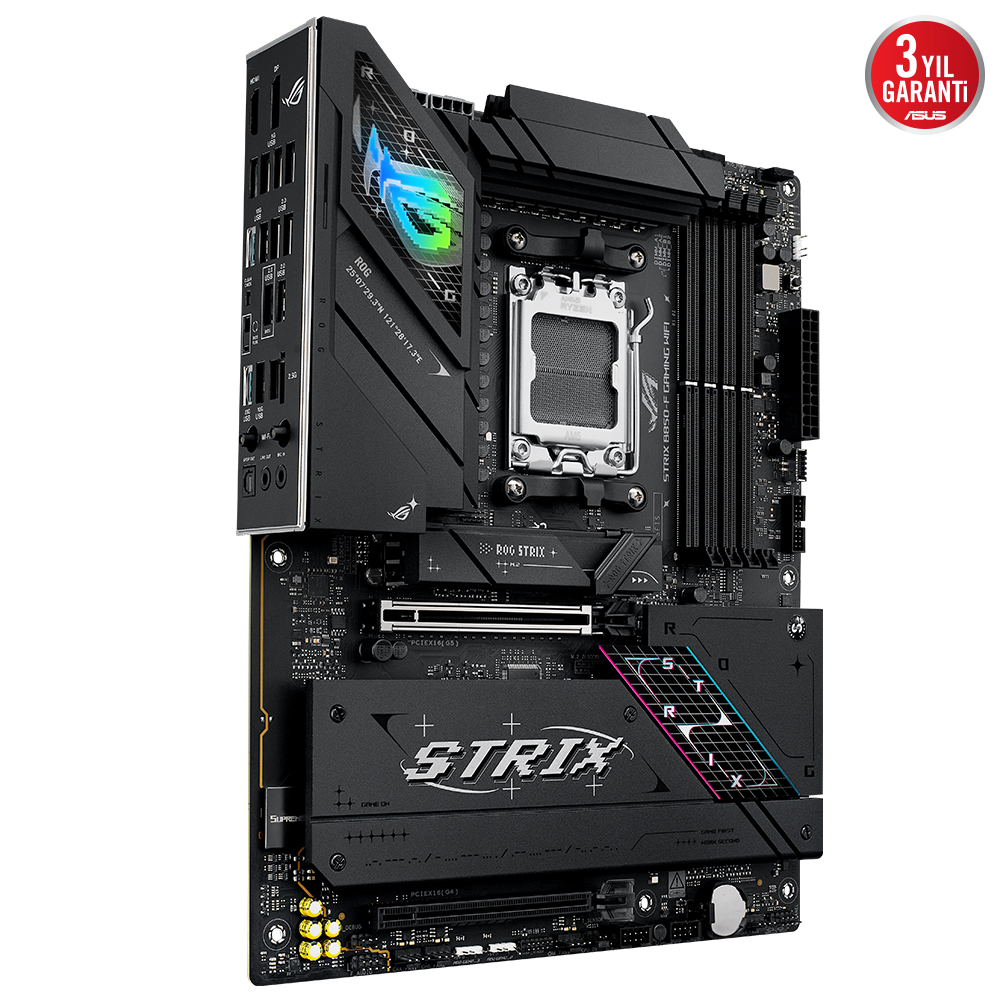 ASUS ROG STRIX B850-F GAMING WIFI7 NEO AMD B850 AM5 DDR5 9000 HDMI 4x M2 USB3.2 Gen 2x2 WiFi 7 + BT AURA RGB 2.5GBIT LAN ATX 16+2+2 GÜÇ AŞAMALARI 2xGEN5 M.2 ASUS Q-DESIGN READY FOR ADVANCED AI PC - 2
