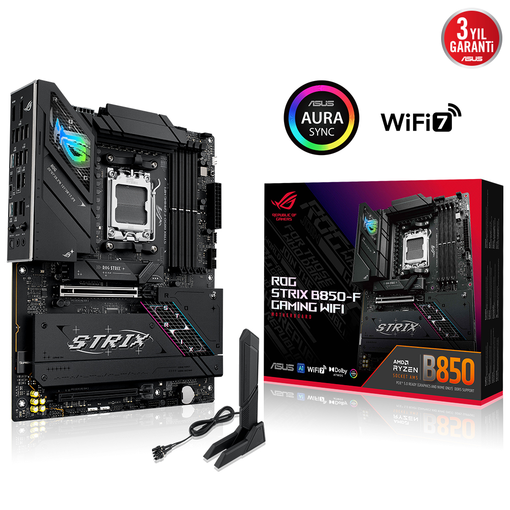 ASUS ROG STRIX B850-F GAMING WIFI7 NEO AMD B850 AM5 DDR5 9000 HDMI 4x M2 USB3.2 Gen 2x2 WiFi 7 + BT AURA RGB 2.5GBIT LAN ATX 16+2+2 GÜÇ AŞAMALARI 2xGEN5 M.2 ASUS Q-DESIGN READY FOR ADVANCED AI PC - 6