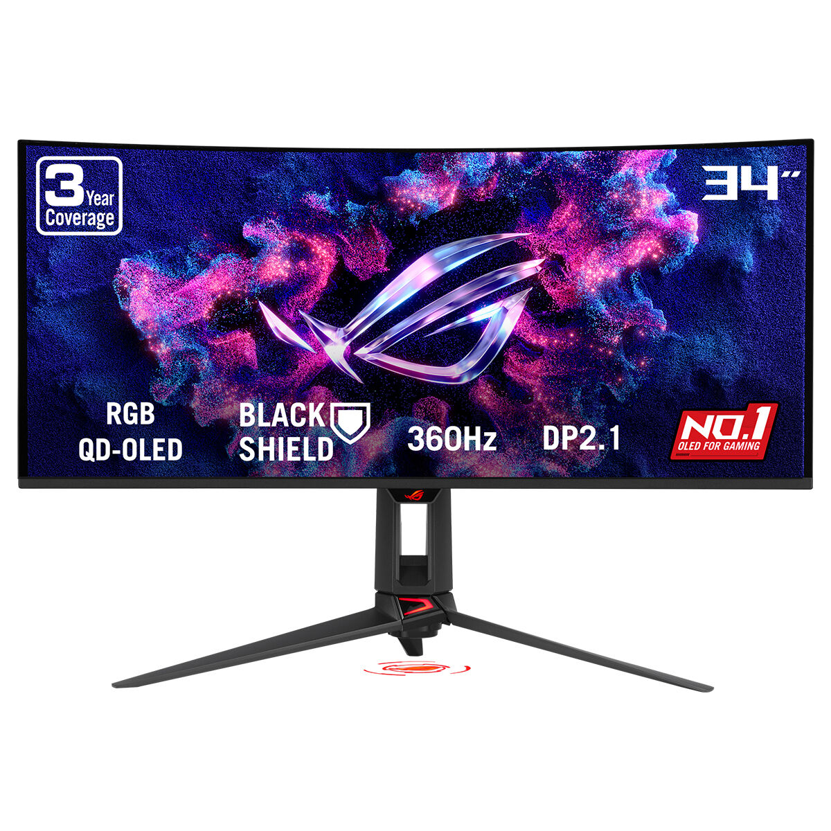 ASUS ROG SWIFT PG34WCDN 34 RGB QD-OLED KAVİSLİ FREESYNC VE GSYNC UYUMLU 3440x1440 0.03ms 360Hz 1300cd(HDR max) DP HDMI USB-C USB YOK VESA 3YIL OLED CARE PRO YAKINLIK SENSÖRÜ(NEO PROXIMITY SENSOR) HDR YÜKSEKLİK AYARLI PD90 W MONİTÖR