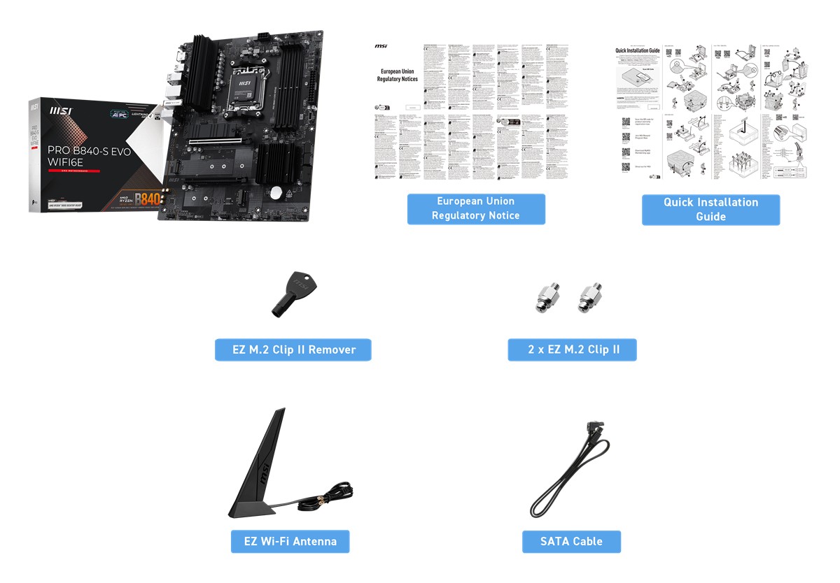MSI PRO B840-S EVO WIFI6E AM5 DDR5 8000MHZ(OC) HDMI 3X M.2 USB 10GBS 2.5G LAN WI-FI 6E ATX - 6
