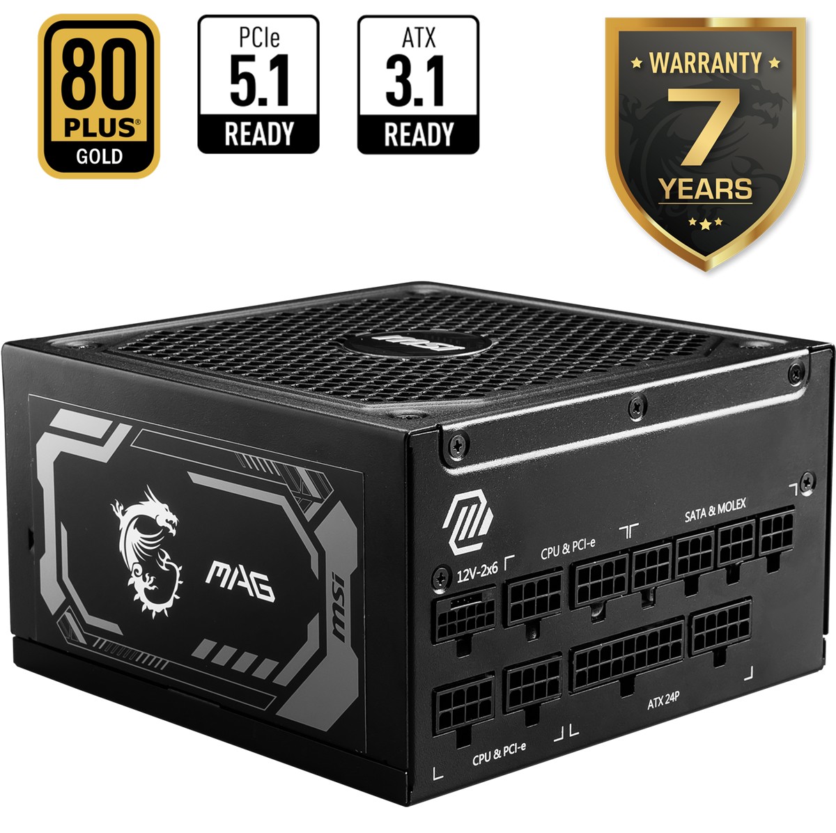 MSI PSU MAG A1000GL PCIE5 II 1000W 80+ GOLD ATX 3.1 PCIe 5.1 POWER SUPPLY