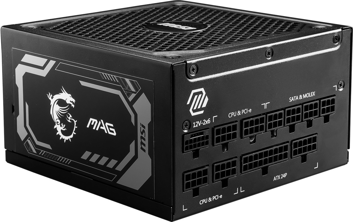 MSI PSU MAG A1000GL PCIE5 II 1000W 80+ GOLD ATX 3.1 PCIe 5.1 POWER SUPPLY - 2