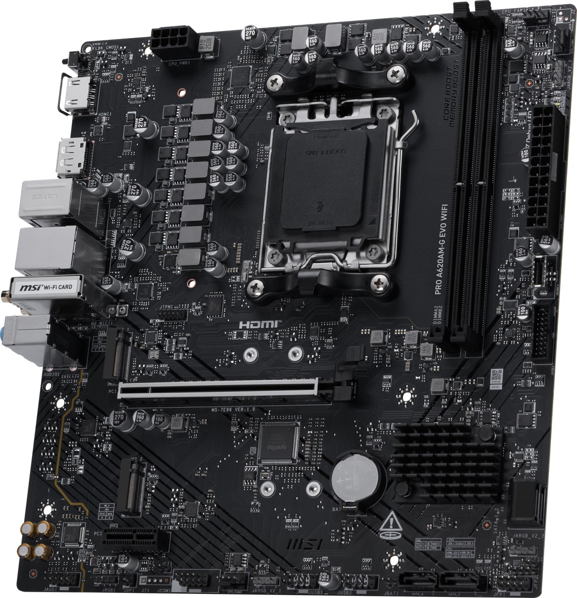 MSI PRO A620AM-G EVO WIFI AM5 DDR5 7200MHZ(OC) ARGB HDMI VGA 2XM.2 USB 5 GBPS 2.5G LAN WIFI 6E MATX - 4