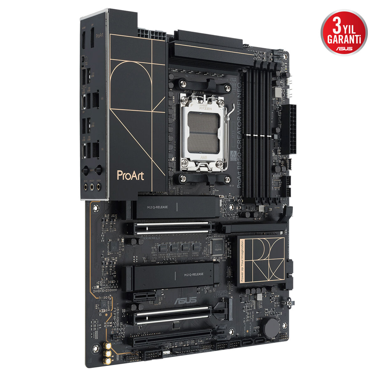 ASUS PROART B850-CREATOR WIFI NEO AMD B850 AM5 DDR5 9000 DP HDMI Type-C 3x M2 USB3.2 WiFi 7 + BT AURA RGB 2x5Gbit LAN ATX 14+2+1 Güç Aşamaları, 3xGen5 M.2, ProArt Creator Hub - 3