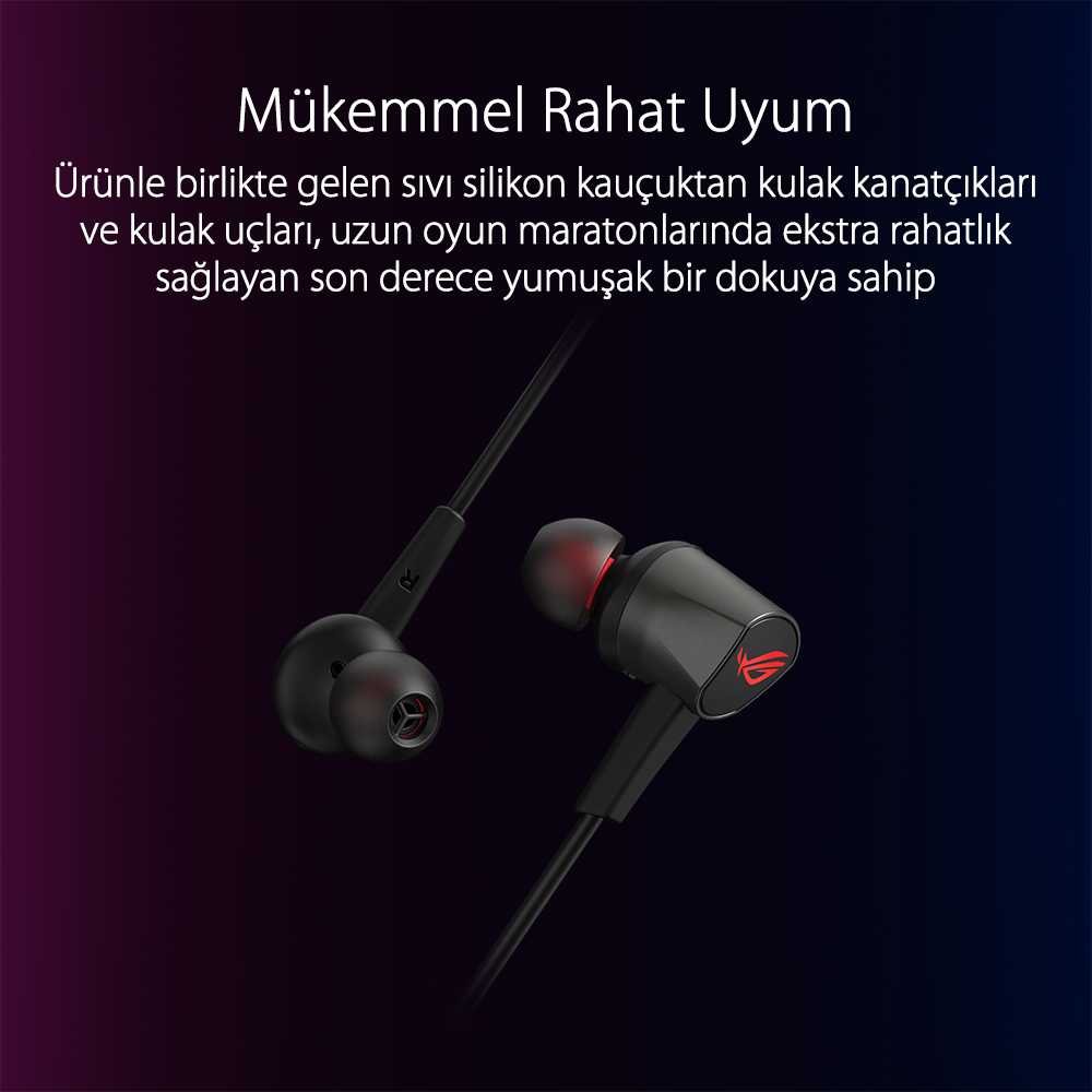 ASUS ROG Cetra II Core 90YH02V1-B2UA00 3.5mm 9.4mm Sürücü Mikrofonlu Siyah Kulak İçi Oyuncu Kulaklığı / 90YH02V1-B2UA00