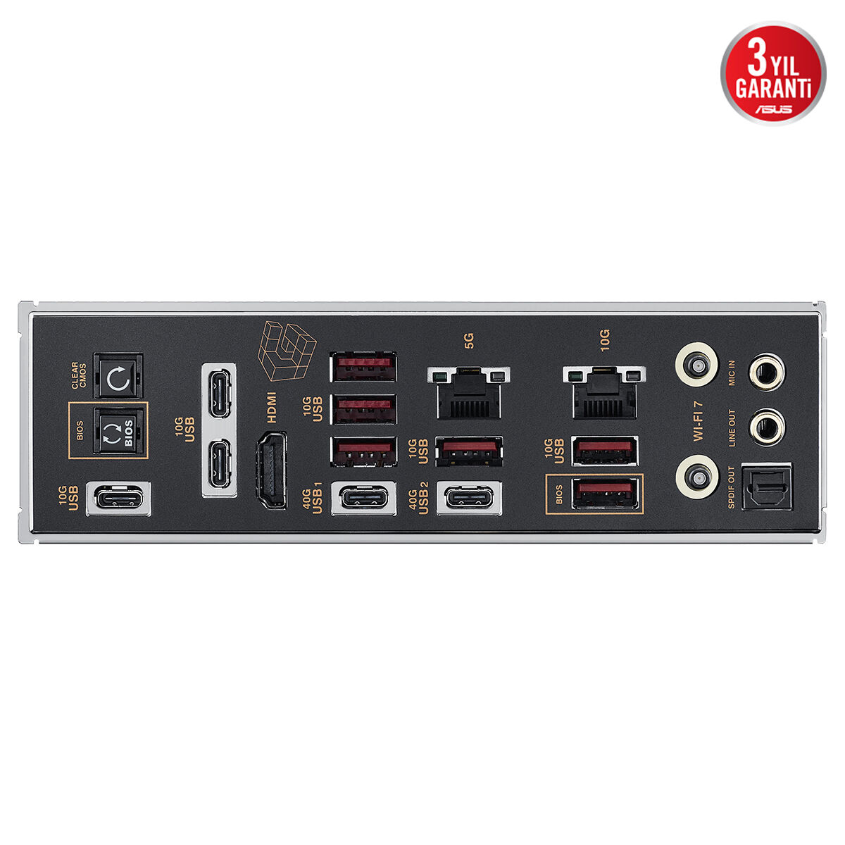 ASUS ROG CROSSHAIR 2006 AMD X870E AM5 DDR5 9600 HDMI 2xUSB4 5x M2 USB3.2 WiFi 7 + BT AURA RGB 10Gbit + 5Gbit LAN ATX 20+2+2 Güç Aşamaları, Çift USB4, 5xM.2 slot, Wi-Fi 7, AI Overclocking - 7